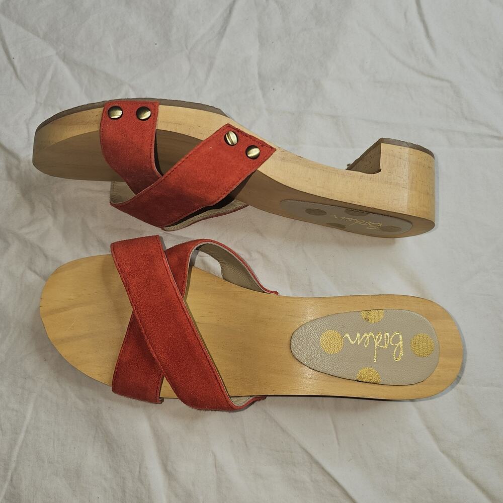 Boden Orella RED Suede Wooden Clog Slide On Sandals Heels Womens Size 36 US6